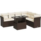 Maison Chic Seti vrtnega pohištva - Vrtna garnitura - Vrtni pohištvo set 7-delna z blazinami rjav poli ratan, (21802098) | Shoptok.si