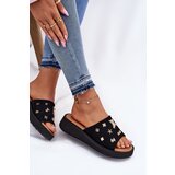 VINCEZA Ladies Suede Slippers With Clips Black 66741 | Shoptok.si
