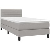  Box spring postelja z vzmetnico LED sv. siva 100x200 cm blago, (20725093) | Shoptok.si