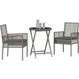  3-delni vrtni bistro set z blazinami siva poli ratan, (22015336) | Shoptok.si