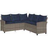 vidaXL Kavč kavč v obliki črke L z blazinami Grey Poly Rattan | Shoptok.si