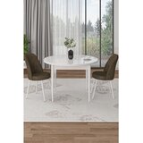Hanah home trpezarijski set Tor, sto i 2 stolice, bela ploča, braon tkanina Babyface | Eponuda.com