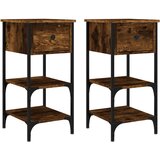  The Living Store Nočna omarica 2 kosa dimljeni hrast 34x36x70 cm inženirski les - Nočna Omarica, (21441862) | Shoptok.si
