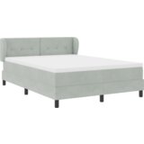 vidaXL Box Spring postelja z vzmetnico svetlo siva 160x200 cm žamet | Shoptok.si