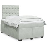 vidaXL Box spring postelja z vzmetnico svetlo siva 120x200 cm žamet Cene