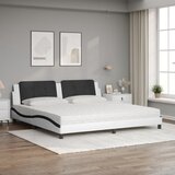 Krevet s madracem Zadar bijeli-crni 200 x 200 cm od umjetne kože | Eponuda.com