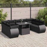 vidaXL 10-dijelni set vrtnih sofa s jastucima crni od poliratana | shoptok.hr