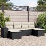  6-dijelni set vrtnih sofa s jastucima crni od poliratana | shoptok.hr