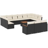 Maison Chic Seti vrtnega pohištva - Vrtna garnitura - Vrtni pohištvo set 14-delna z blazinami črn poli ratan, (21810405) | Shoptok.si
