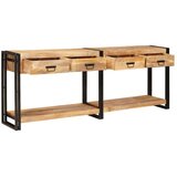  Konzolna miza s predalom 2 pcs Rjava Trden robusten mangov les - - Rjava - 38.44 - 200 x 33 x 75 cm - 2025- | Shoptok.si