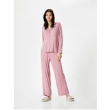 Koton Buttoned Pajamas Set Long Sleeve Pocket Straight Leg