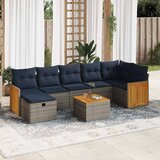 vidaXL 8-dijelni set vrtnih sofa od poliratana s jastucima sivi | shoptok.hr