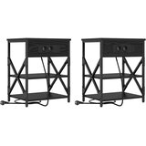  Noćni ormar 2 pcs Crni hrast 41 x 31 x 51 cm Konstruirano drvo | Eponuda.com
