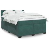 vidaXL Box spring postelja z vzmetnico temno zelena 140x200 cm žamet Cene