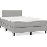 vidaXL Box spring postelja z vzmetnico LED sv. siva 120x190 cm blago Cene