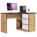 AKORD B16 Kotna Pisalna Miza, Desna Izvedba, Hrast Craft/Bela, (5000333025) | Shoptok.si
