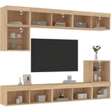vidaXL 8-dijelni zidni TV elementi s LED svjetlima boja hrasta drveni Cijene