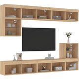 vidaXL Komplet TV omaric LED 8-delni sonoma hrast inženirski les | Shoptok.si