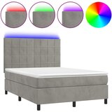 The Living Store Box spring postelja z vzmetnico LED sv. siva 140x190 cm žamet - Box Spring Postelja, (21491861) | Shoptok.si
