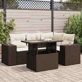  5-dijelni set vrtnih sofa s jastucima poliratan smeđi | shoptok.hr