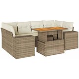 Maison Chic Seti vrtnega pohištva - Vrtna garnitura - Vrtni pohištvo set 7-delna z blazinami bež poli ratan, (21803658) | Shoptok.si