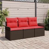 Vrtna sedežna garnitura z blazino 3 pcs Rjava Poly ratan, (5000063386) | Shoptok.si