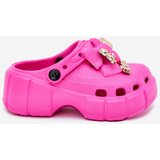 Boto Girls Kids Foam Slippers With Bow And Decorations Fuchsia Selvana | Shoptok.si