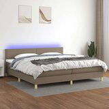  Krevet box spring s madracem LED smeđesivi 200x200 cm tkanina Cijene
