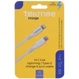 kabel lightning (iphone), type-c 20W - 2.4A, 1m - okrugli gumirani (syncro)