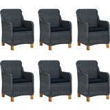 The Living Store Vrtna jedilna garnitura z blazinami 7-delna poli ratan tm. siva - Zunanja Jedilna Garnitura, (21460402) | Shoptok.si