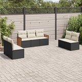 Maison Chic Seti vrtnega pohištva - Vrtna garnitura - Vrtni pohištvo set 7-delna z blazinami črn poli ratan, (21802824) | Shoptok.si