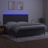  Box spring postelja z vzmetnico LED temno siva 200x200 cm žamet, (20761104) | Shoptok.si