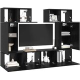  Set TV komoda 6 kom. Crni hrast Konstruirano drvo Crna 80 x 30 x 30 cm | shoptok.hr
