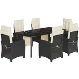  7-dijelni vrtni blagovaonski set s jastucima crni od poliratana | shoptok.hr