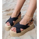  Black platform espadrille sandals with straps Olisa Cene