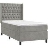 Box spring postelja z vzmetnico svetlo siva 100x200 cm žamet, (20789753) | Shoptok.si