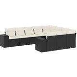 Maison Chic Seti vrtnega pohištva - Vrtna garnitura - Vrtni pohištvo set 10-delna z blazinami črn poli ratan, (21812633) | Shoptok.si