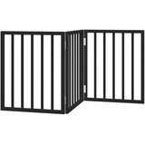  Vrata za pse s 3 panela sklopiva crna 150 cm od drva topole | Eponuda.com
