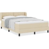  Krevet s podnom oprugom s madracem krem 160x200 cm tkanina | shoptok.hr