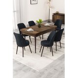 Hanah home trpezarijski set Rax, sto na razvlačenje i 6 stolica, ploča u dekoru drveta Baroque, antracit tkanina Babyface | Eponuda.com