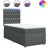 vidaXL Box spring postelja z vzmetnico temno siva 90x200 cm blago | Shoptok.si
