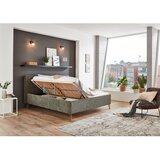 Meise Möbel Temno zelena oblazinjena zakonska postelja s prostorom za shranjevanje z letvenim dnom 160x200 cm Riva – | Shoptok.si