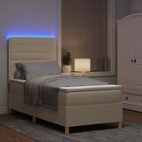  LED Box Spring Krevet s uzglavljem Krema 80 x 200 cm tkanina Slike