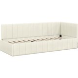  Kutni okvir kreveta s uzglavljem Krema 80 cm x 200 cm Baršun | shoptok.hr