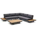 Kave Home Temno siva/v naravni barvi aluminijasta vrtna garnitura za 5 oseb Tosqueta – | Shoptok.si