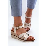 Kesi Women's wedge sandals with knitted gold cene