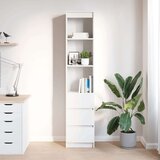 vidaXL Visoka omara bel 37,5x35x180 cm inženirski les | Shoptok.si