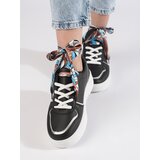 Shelvt Women's black sneakers tied with a ribbon | Shoptok.si