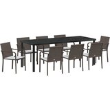  Vrtni set za objed 9 kom. Smeđa i crna PE ratan | shoptok.hr