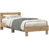 vidaXL Postelja z LED lučmi Artisan Oak 90x200 cm Izdelano iz umetnega lesa, (22008392) | Shoptok.si